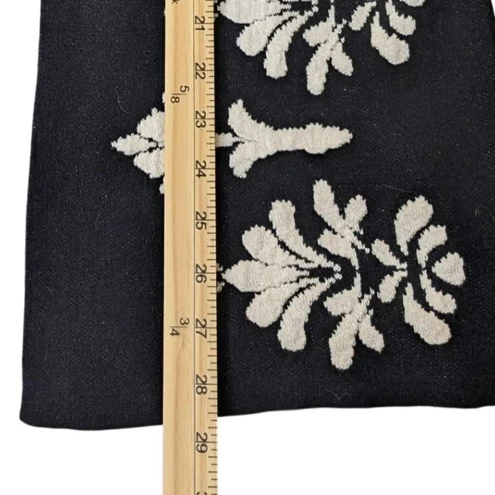 Charter Club Open Cardigan S Black White Damask Intarsia Dark Academia Layering - Picture 6 of 8